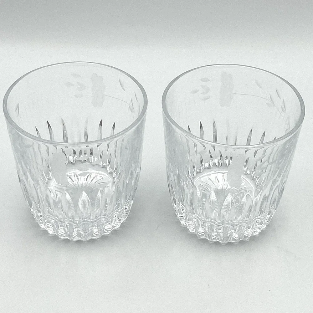Vintage Princess House Heritage Set Of 2 Old Fashioned Rocks Glasses 10oz Floral